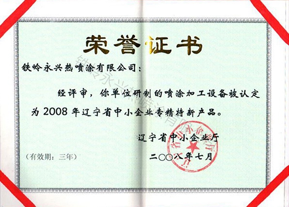 2008年遼寧省中小企業(yè)專(zhuān)精特新產(chǎn)品